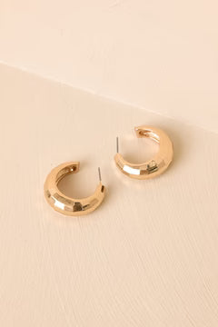 Just a Little Gossip Gold Faceted Hoop Earrings