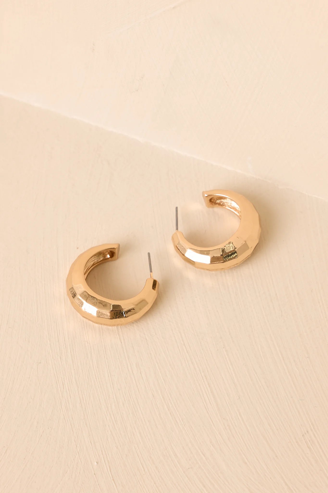 Just a Little Gossip Gold Faceted Hoop Earrings