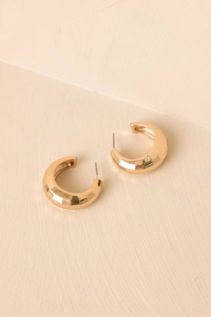 Just a Little Gossip Gold Faceted Hoop Earrings