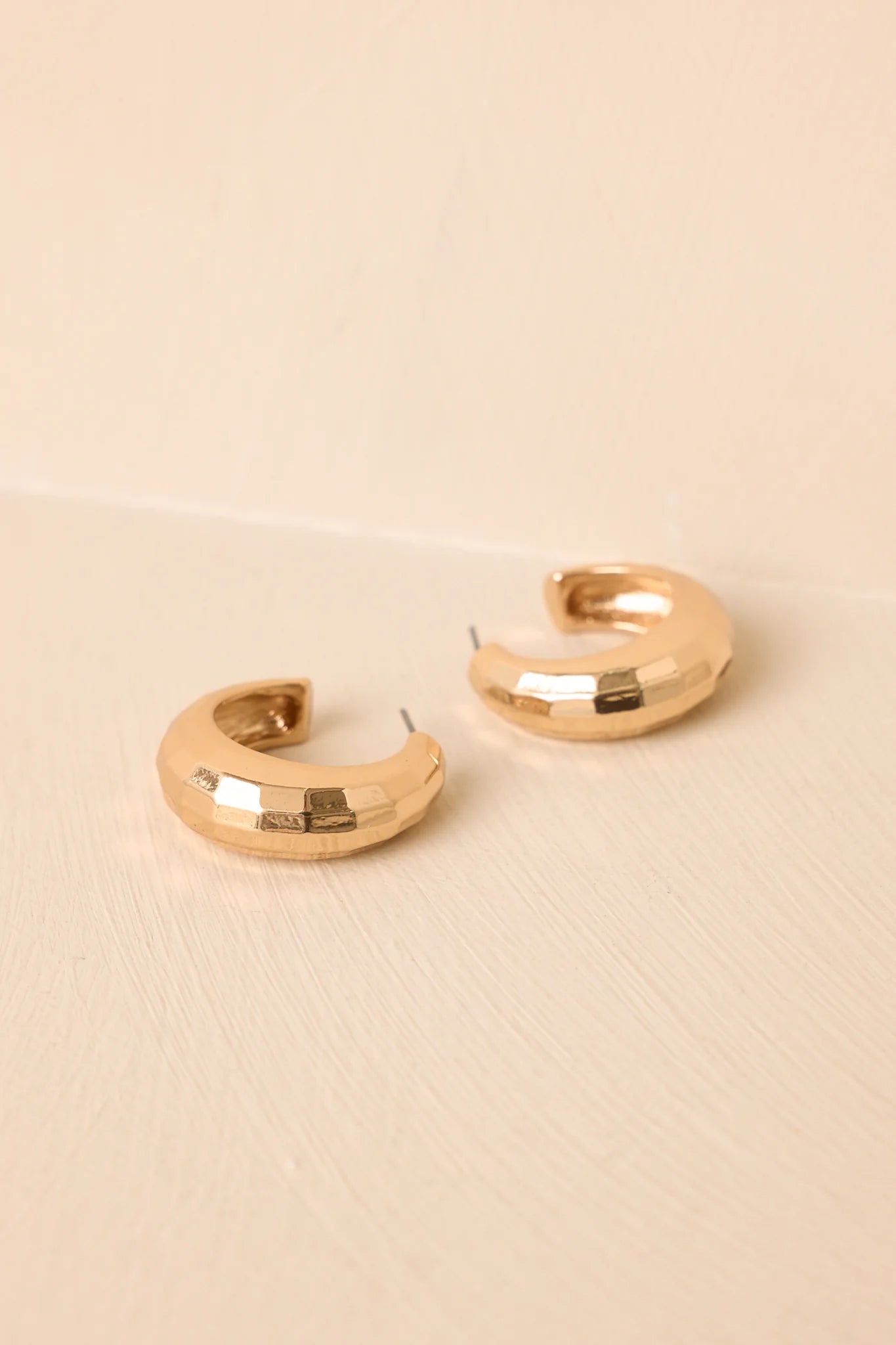 Just a Little Gossip Gold Faceted Hoop Earrings