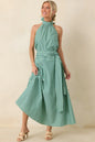 FRNCH Felice Green Stripe Cotton Sleeveless Maxi Dress