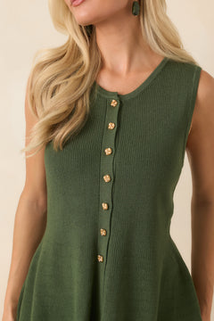 Everything in Place Olive Green Knit Peplum Top