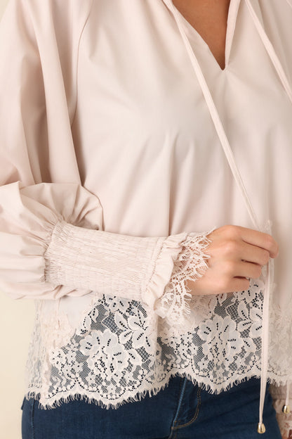 Grace in the Details Pearl Lace Trim Blouse