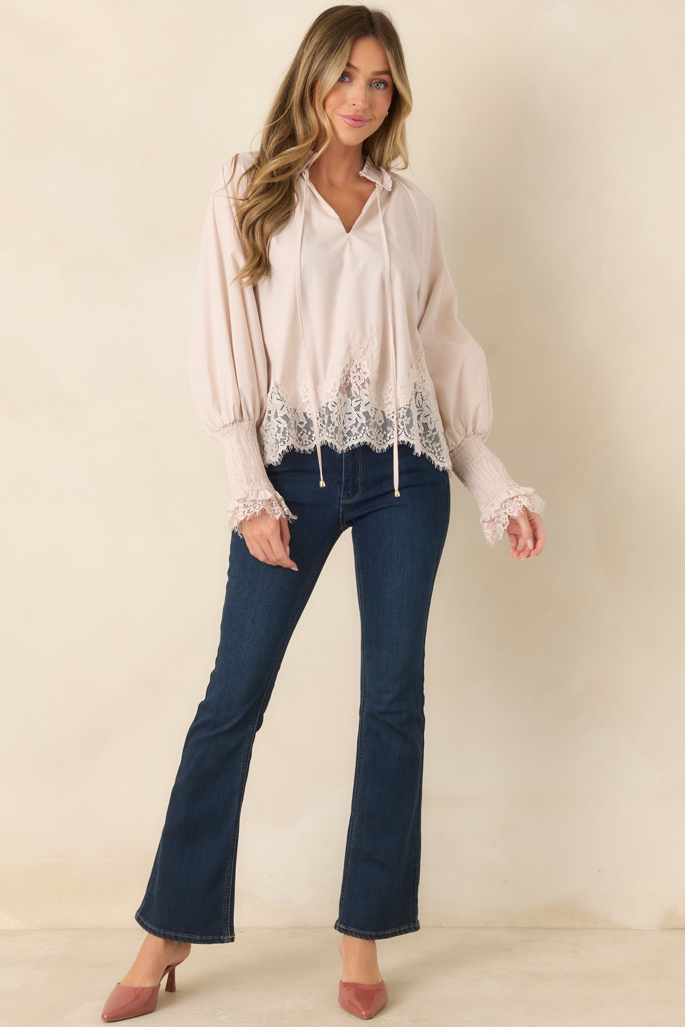Grace in the Details Pearl Lace Trim Blouse