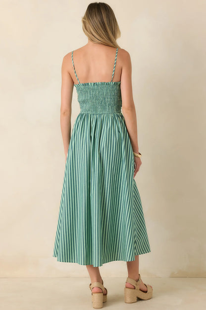 FRNCH Felice Green Stripe Cotton Sleeveless Maxi Dress