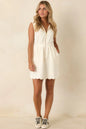 Zip Through the Day Ivory Zip Front Scalloped Hem Mini Dress