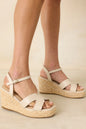 Glow With Every Step Ivory Faux Leather Espadrille Wedge Sandals