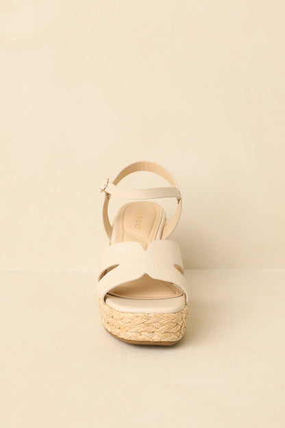 Glow With Every Step Ivory Faux Leather Espadrille Wedge Sandals