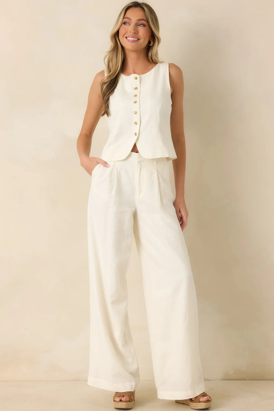 Z Supply Overlook Ivory Linen Pants
