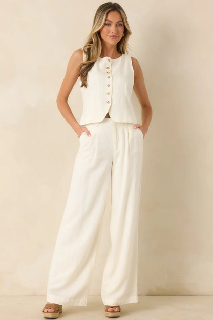 Z Supply Overlook Ivory Linen Pants